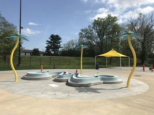 Several splash pad areas are available for varying age groups.