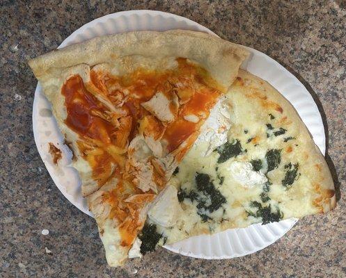 Spinach White with Ricotta Pizza, Buffalo Chicken Pizza