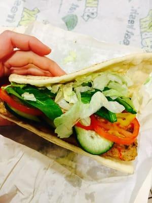 Delicious veggie subway sandwich