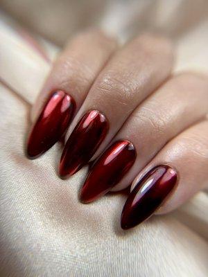 GelX extensions with nail art.