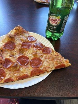 Pepperoni pizza and ginger ale