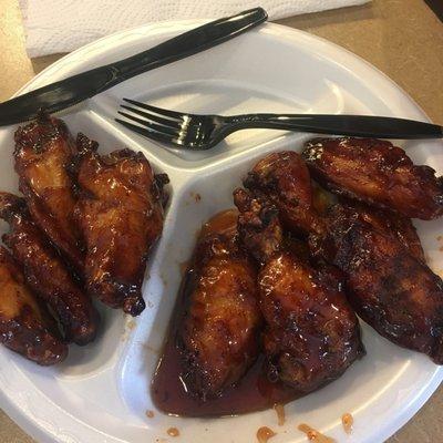 Wings with "plum good" sauce! Really good !!