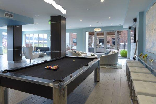 Pool table and Recreation Area in clubhouse