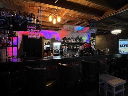 Bar area with flashing clouds for a stormy moody vibe