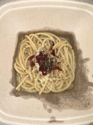 Cacio e Pepe via Meal Pal app. Very anorexic serving. Horribly disappointed, it was gone in 7 forkfuls.