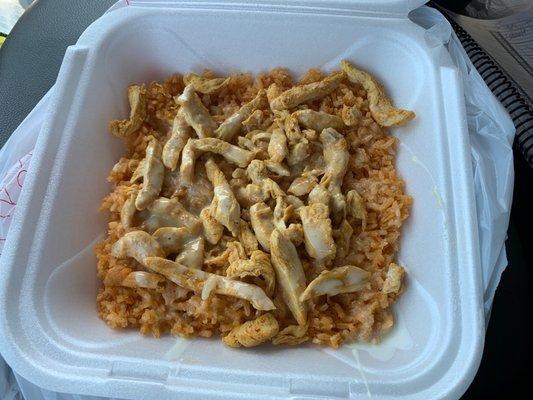 Chicken, rice and white cheese