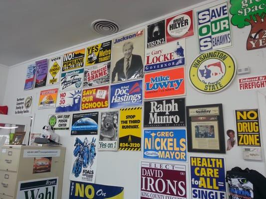 Wall of political signs