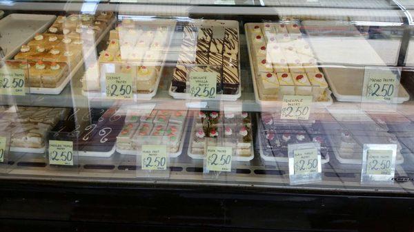 Display case of eggless cakes