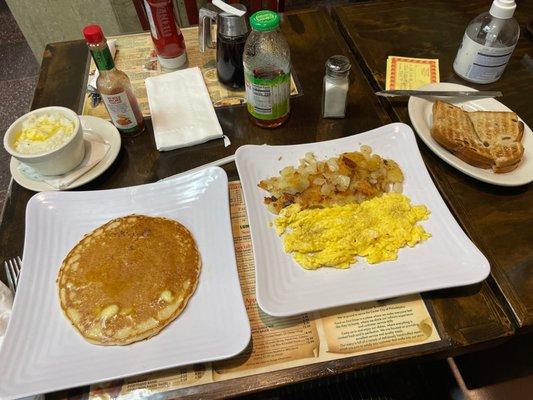 Pancake, Grits + 2 Eggs Any Style Platter