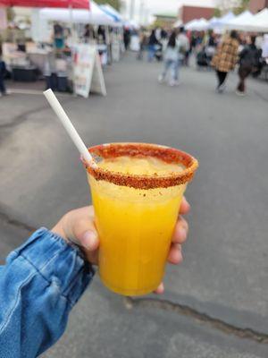 Mango Agua Fresca with a Chamoy and Tajin rim. Delicious!