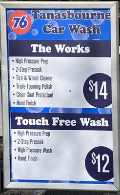 Car wash   menu