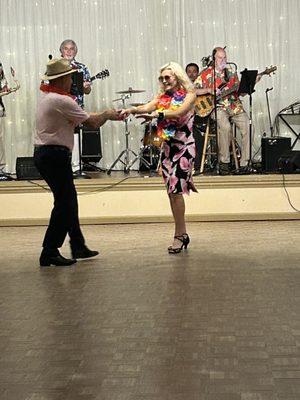 Dancing the night away on a huge wooden dance floor, professionally installed for real dancers!