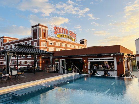 Rooftop pool and lounge in the Canvas Hotel