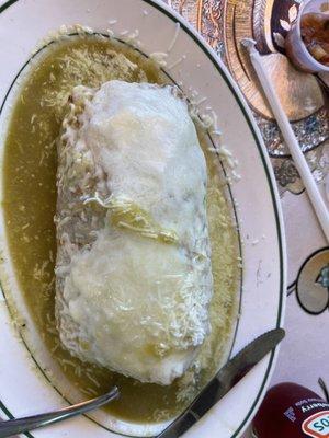 Mojado buritto in green sauce.