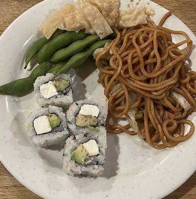 Sushi, edamame & noodles