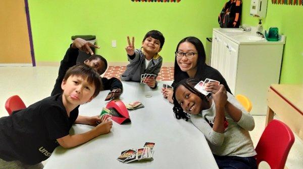 Our after-school school age program is a great place for students to hang out and relax after their homework is complete!