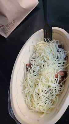 Steak bowl with just cheese