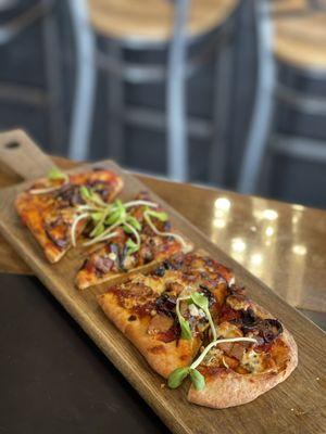 Crispy Pork Belly & Tomato Jam with blue cheese that I missed in the fine print; the sunflower sprouts couldn't counterbalance