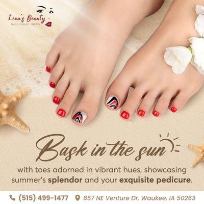 Let your toes do the talking in vibrant colors that capture the essence of the summer season. 
 Show off your exquisite pedicure as you