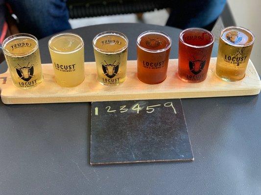 Flight of cider. The honey pear is great!!