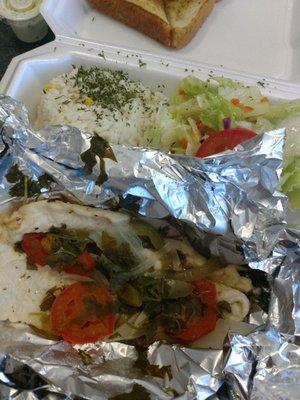 Lemon and cilantro fish in foil to-go