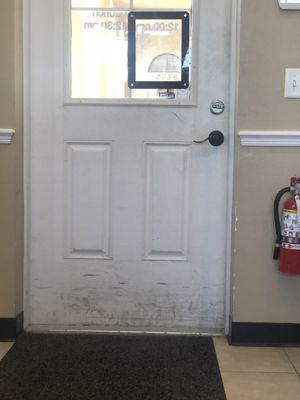 Dirty entrance door.