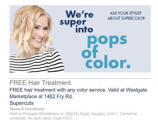 FREE hair treatment with color!