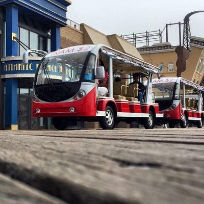 Double tram on the Atlantic city Boardwalk