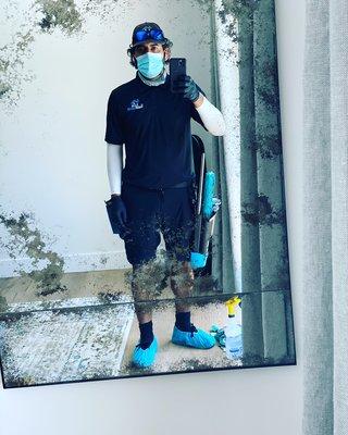 We work in boots gloves and mask in full compliance with CDC California guidelines