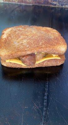 Pork chop grilled cheese sandwich