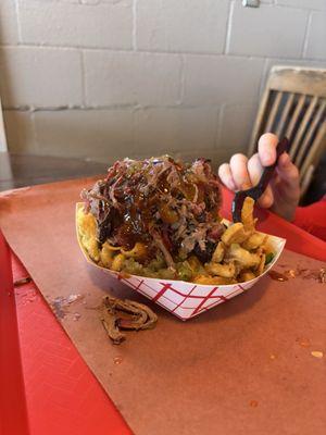 Mac n cheese, Fritos and BBQ all in one - yes please.