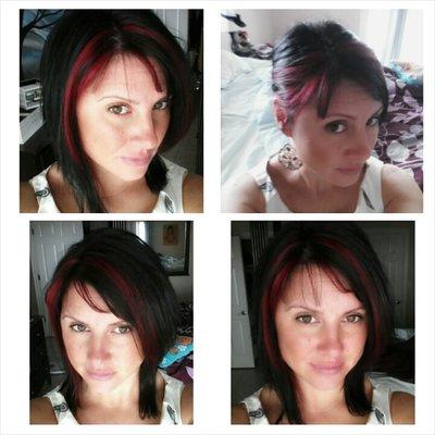 Red highlights with an edgy cut