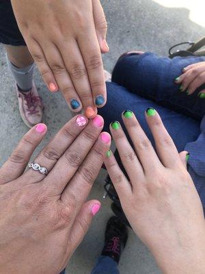 Mom, oldest Daughter, youngest Daughter gel manicures.