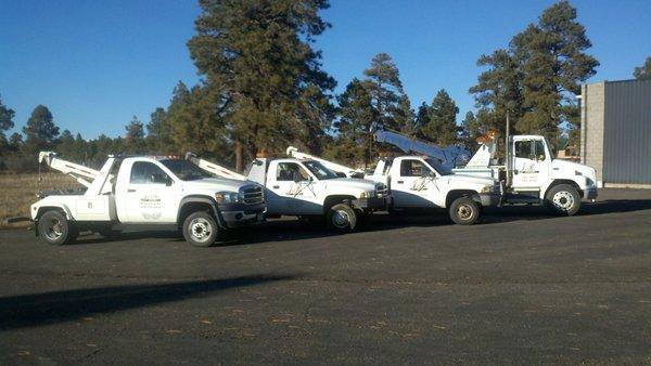 Some of the flatbeds and recovery trucks