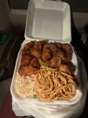 Orange Chicken, fried rice, chow Mein, sweet and sour chicken