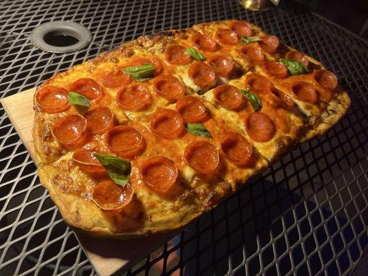 Pepperoni pizza with hot honey