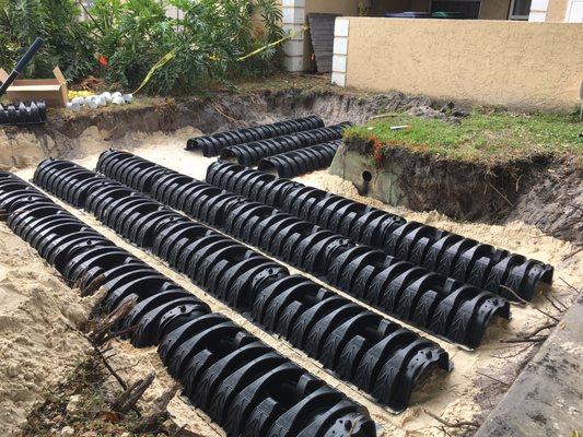 Drainfield being installed