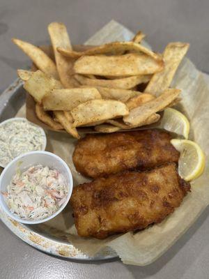 Fish and chips (full order - half order is 1 filet)