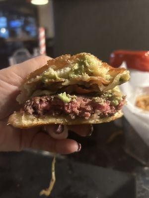 A burger that was supposed to medium but served rare