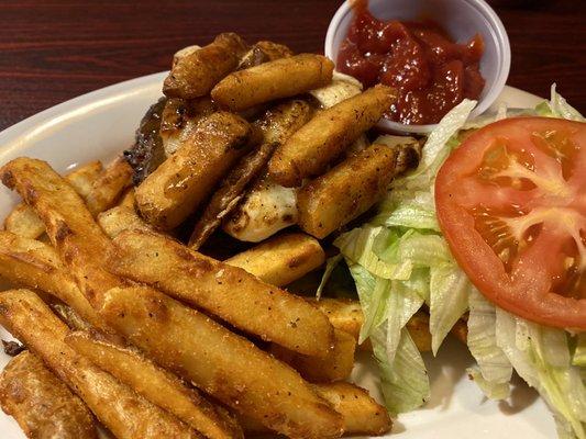 Poutine Burger and fries