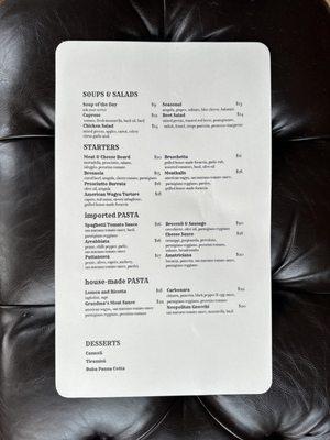 Food menu 1/10/23