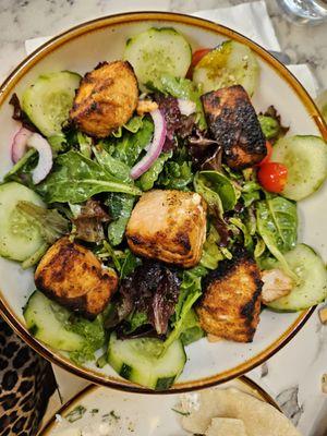 Over dressed Grilled Salmon Salad, June 2024