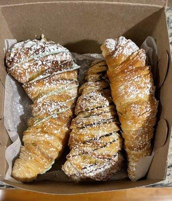 Regular, chocolate, and pistachio lobster tails