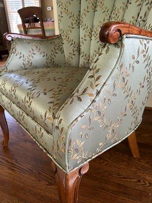 After: reupholstered side (piping)