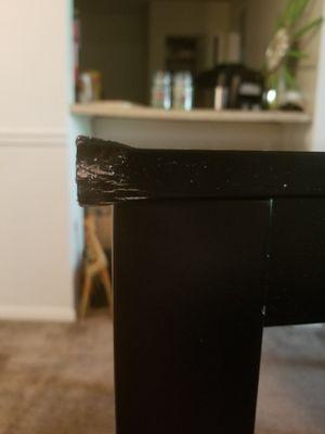 Badly damaged table top.