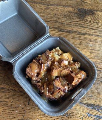 Bread pudding with caramel sauce