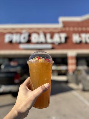 Luxury Fruity Tea drink at Pho Da Lat