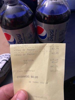 Wrong soda and paid almost 20$ over because they didn't bring change when asked to