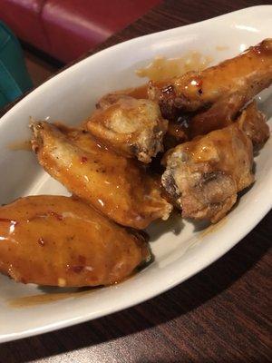 Mango habanero wings. My husband said they were good, not too spicy. My eyes began to tear up.