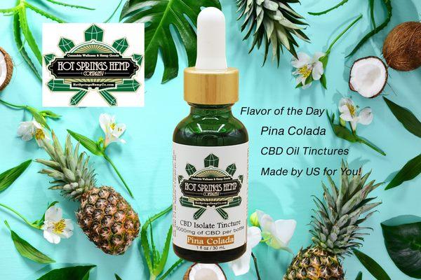 CBD Oil Tinctures in Pina Colada flavor are a delicious way to get CBD into the body! - Made by us for you.